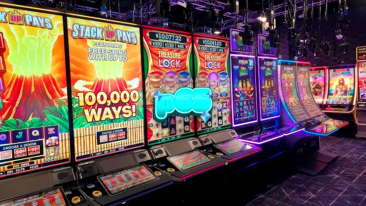 Isang digital na representasyon ng live-streamed slot machine interface sa isang mobile device.